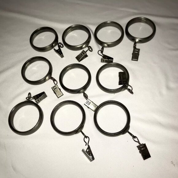Curtain Rings, Allen and Roth, Pewter Silver Gray, Set of Ten, Large - Picture 1 of 3